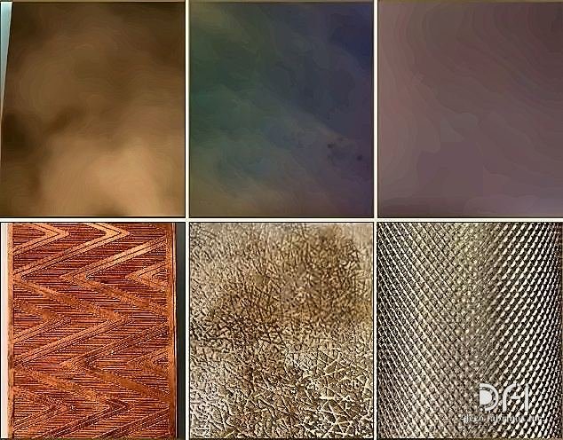 PVD-coloured and textured metal finish samples